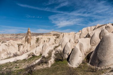 Nevsehir, Kapadokya, Türkiye 'deki Goreme' de kireçtaşlı muhteşem karst Landform.