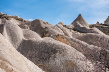 Nevsehir, Kapadokya, Türkiye 'deki Goreme' de kireçtaşlı muhteşem karst Landform.