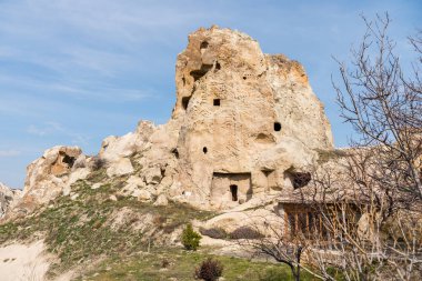 1984 yılından bu yana UNESCO Dünya Mirasları Listesi üyesi olan Goreme Açık Hava Müzesi 'nde özel jeolojik oluşum, Goreme, Kapadokya, Türkiye.