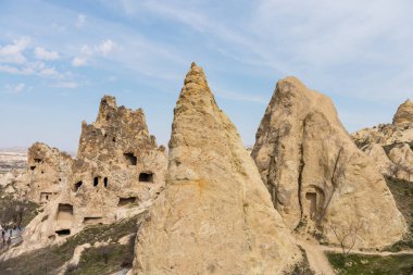 1984 yılından bu yana UNESCO Dünya Mirasları Listesi üyesi olan Goreme Açık Hava Müzesi 'nde özel jeolojik oluşum, Goreme, Kapadokya, Türkiye.