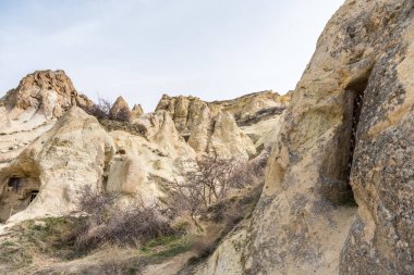 1984 yılından bu yana UNESCO Dünya Mirasları Listesi üyesi olan Goreme Açık Hava Müzesi 'nde özel jeolojik oluşum, Goreme, Kapadokya, Türkiye.