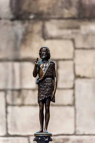 Statue Bronze Jésus Christ Intérieur Notre Dame Paris Devant Grand — Photo