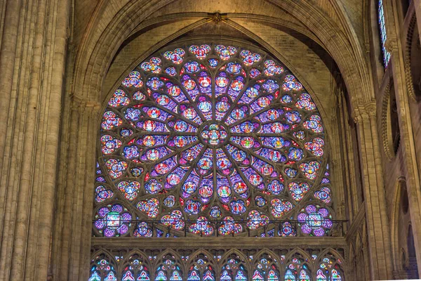 Fargede Mønstre Glass Vinduet Notre Dame Paris Før Den Store – stockfoto