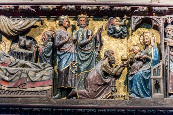 Релігійна Статуя Всередині Паризької Нотр Дам Перед Великою Пожежею Середньовічний — стокове фото