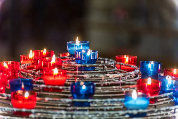 Queimando Velas Notre Dame Paris Antes Grande Incêndio Uma Catedral — Fotografia de Stock