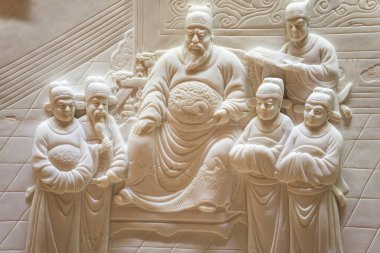 Bas-relief on marble stone of  Imperial Examination in ancient China, in Jiangnan Imperial Examination Centre (North),  at the bank of Qinhuai River, Nanjing, China clipart