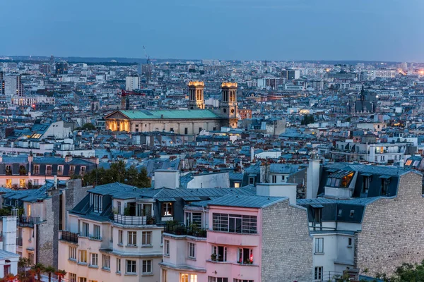 Paris Eski Kasabasının Gece Manzarası Paris Kutsal Yüreği Bazilikası Ndan — Stok fotoğraf