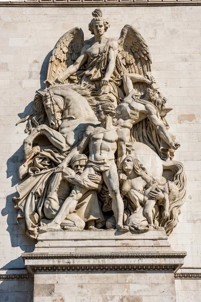 Statue Veggen Triumfbuen Ved Champs Elysees Avenue Paris – stockfoto