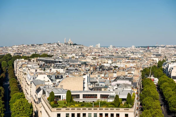 Vista Aérea Del Casco Antiguo París Desde Alto Del Arco — Foto de Stock