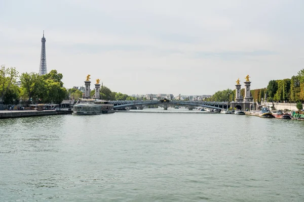 Most Pont Alexandre Iii Przez Sekwanę Petit Palais Nad Brzegiem — Zdjęcie stockowe