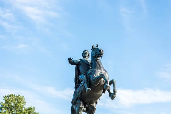 Cavaliere Bronzo Una Statua Equestre Pietro Grande Piazza Del Senato — Foto Stock