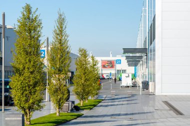 Fuar alanının içi, Hannover, Almanya.