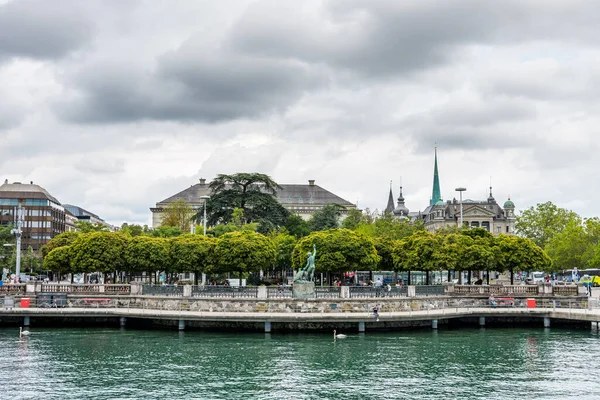 Чудові Історичні Будівлі Березі Озера Цюрих Швейцарія — стокове фото