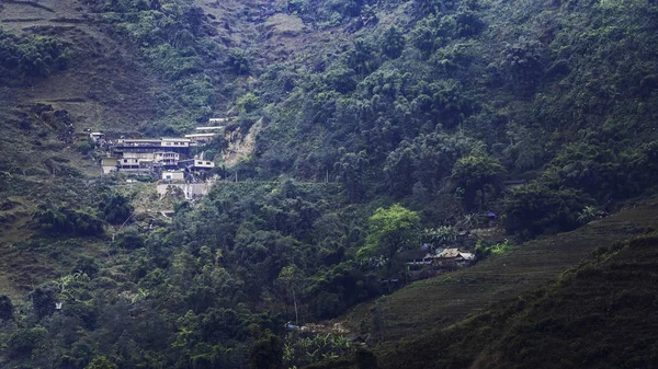 Sapa Vietnam Daki Kış Hasatında Şehrin Dağları Katmanları Soğuğu Bekliyor — Stok fotoğraf