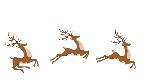 Новый год, рождественский олень в прыжке. иллюстрация — стоковый вектор