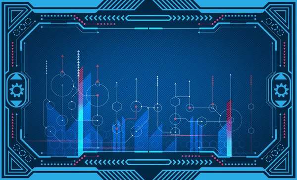 Panel de computadora de presentación gráfica, monitor, marco, pantalla de control, tecnología de energía. ilustración — Vector de stock