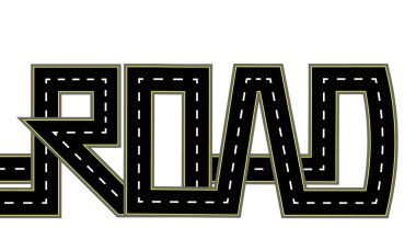 Yol. Otoyol stilize yazıt. İzole illüstrasyon