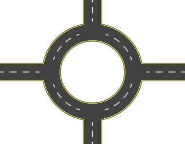 Yol, otoyol, kavşak üst görünümü. Aynı işaretlere sahip iki şeritli yollar. Illüstrasyon