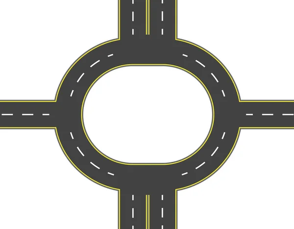 Дорога, шосе, круглий вигляд зверху. Дві і чотири смуги дороги з розмітками. ілюстрація — стоковий вектор
