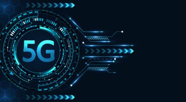 5g Yeni Kablosuz Yüksek Hızlı İnternet Bağlantısı ve Wi-Fi. Denetleyicinin stilize çizimi. Illüstrasyon