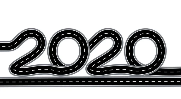 2020-as új év. Az út a stilizált, mint egy felirat. Elszigetelt fehér Background. Illusztráció — Stock Vector