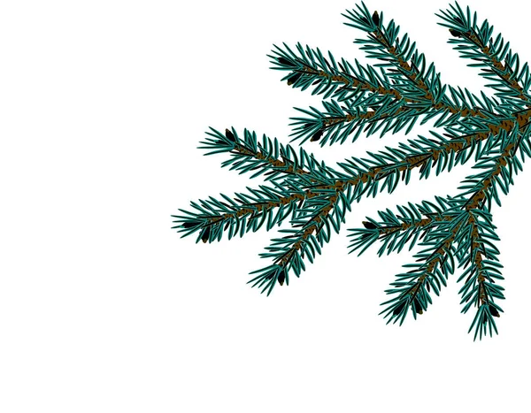 Christmas, New Year. Realistic Christmas tree branch in blue closeup. Cards, business cards, invitations. illustration — ストックベクタ