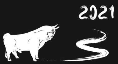 - Mutlu yıllar. Beyaz Boğanın Silueti. Ay burcu burcu. resimleme