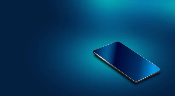 Yüzeyinde cam ekranlı modern bir akıllı telefon var. Gölge, ışık. resimleme