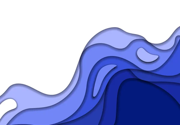 Ensemble d'ondes abstraites à partir de papier 3d bleu. Conception de bannières de présentation, dépliants, affiches et invitations. illustration — Image vectorielle