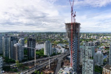 Downtown Vancouver, Bc, Kanada içinde yeni bir inşaat sitesinin havadan görünümü.