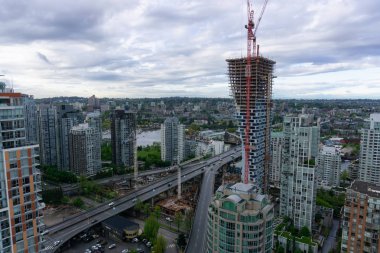 Downtown Vancouver, Bc, Kanada içinde yeni bir inşaat sitesinin havadan görünümü.