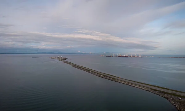 Luchtfoto Panoramisch Uitzicht Een Terminal Van Ferry Tsawwassen Greater Vancouver — Stockfoto