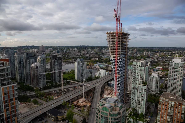 Vista Aérea Uma Construção Moderna Dowtown Vancouver Colúmbia Britânica Canadá — Fotografia de Stock