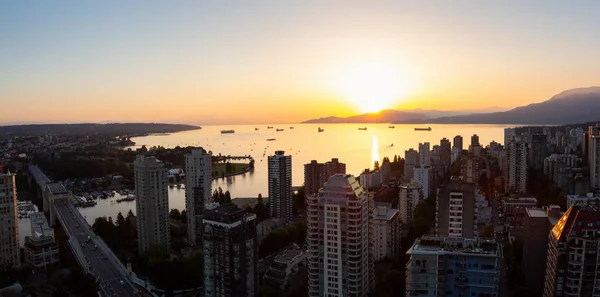 Belle Vue Aérienne Panoramique Sur Paysage Urbain Lors Coucher Soleil — Photo