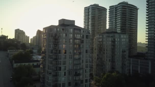 Vista Aérea English Bay Beach Vancouver Downtown Colúmbia Britânica Canadá — Vídeo de Stock