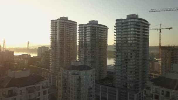 Vista Aérea English Bay Beach Vancouver Downtown Colúmbia Britânica Canadá — Vídeo de Stock