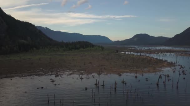 Vista Aérea Del Paisaje Del Dron Hermosa Naturaleza Canadiense Durante — Vídeos de Stock