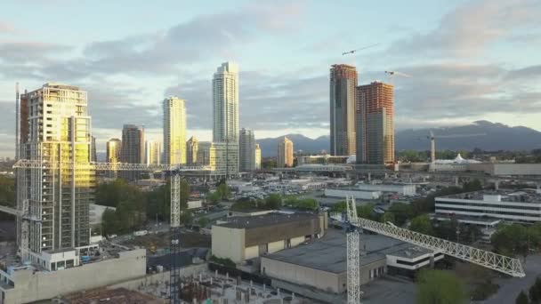 Aerial View Modern City Cloudy Day Taken Downtown Vancouver British — Stock Video