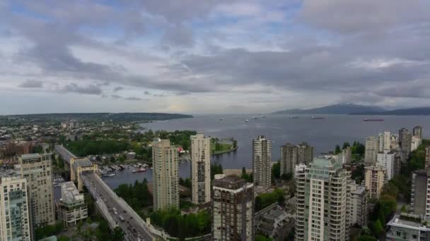 Vue Aérienne Centre Ville Bâtiments Commerciaux Résidentiels Pendant Coucher Soleil — Video