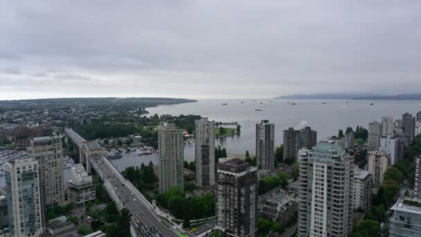 Vue Aérienne Centre Ville Bâtiments Commerciaux Résidentiels Pendant Coucher Soleil — Video