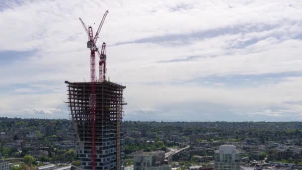 Luftaufnahme Der Neuen Baustelle Bei Bewölktem Himmel Aufgenommen Vancouver Canada — Stockvideo