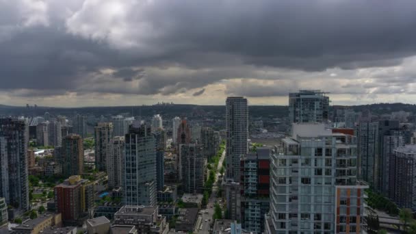 Vista Aerea Del Centro Città Edifici Commerciali Residenziali Durante Tramonto — Video Stock