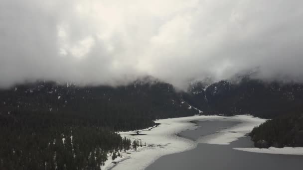 Beau Paysage Reflet Eau Glacier Lac Joffre Colombie Britannique Canada — Video