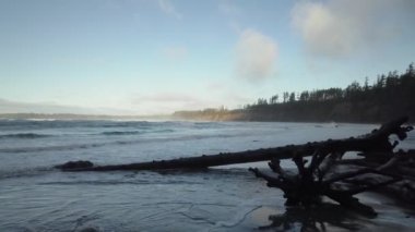 Güzel deniz manzarası canlı kış gün doğumu sırasında Pasifik Okyanusu sahilinde hava görünümünü. Estevan ve Ucluelet Vancouver Adası, British Columbia, Kanada yakın alınan.