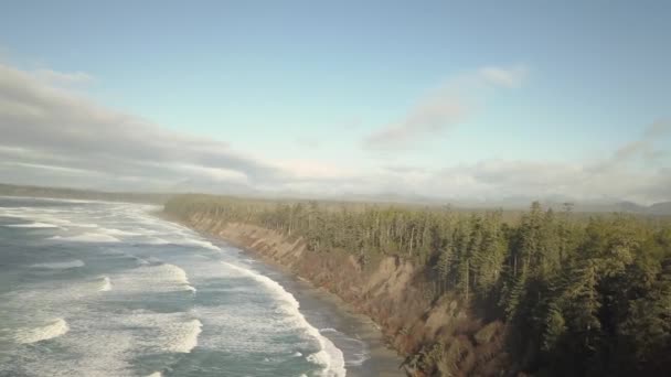 Vista Aérea Bela Paisagem Marinha Costa Oceano Pacífico Durante Nascer — Vídeo de Stock