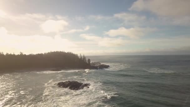 Vue Aérienne Magnifique Paysage Marin Côte Océan Pacifique Lors Lever — Video