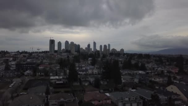 Panoramic View Downtown City Viewed Lonsdale Cloudy Sunset North Vancouver — Stock Video
