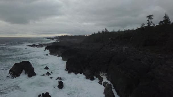 Widok Piękne Wybrzeże Wybrzeżu Pacyfiku Podczas Zimowych Wibrujący Wschód Słońca — Wideo stockowe