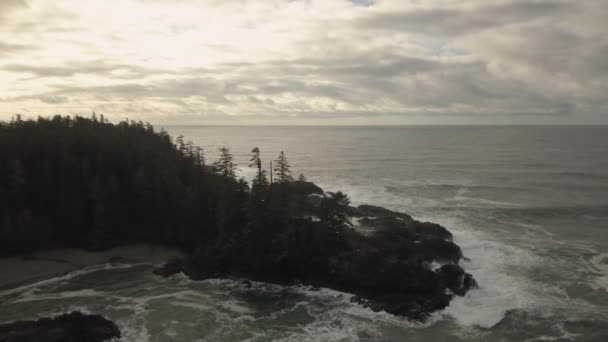 Вид Воздуха Красивый Морской Пейзаж Побережье Тихого Океана Время Яркого — стоковое видео