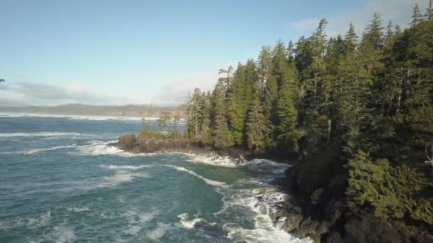 Veduta Aerea Della Bellissima Marea Sulla Costa Dell Oceano Pacifico — Video Stock